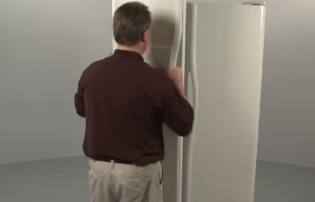 how to remove refrigerator door with water line