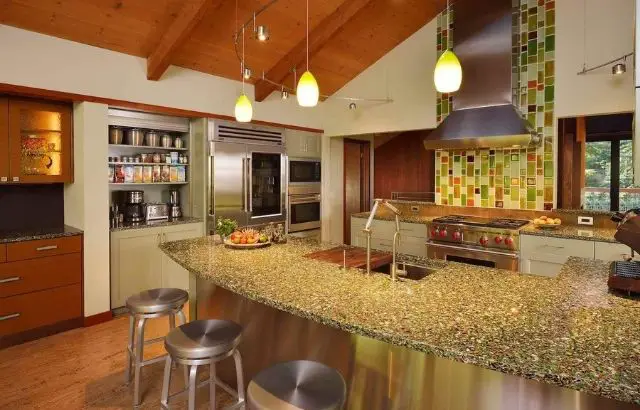 Bistro Green Recycled Glass Kitchen Countertops