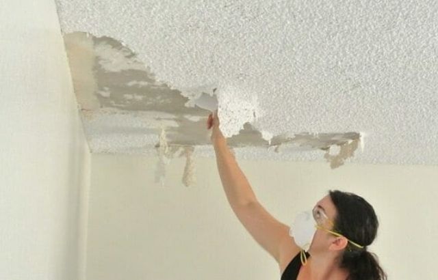 how to remove mold from popcorn ceiling