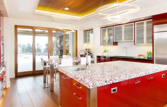 Red Recycled Glass Countertop