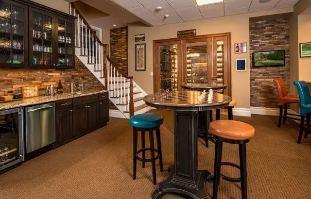 basement bar with wine cellar