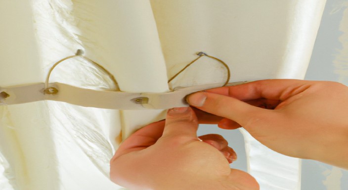 Hanging the bottom of your curtain using hook hangers.