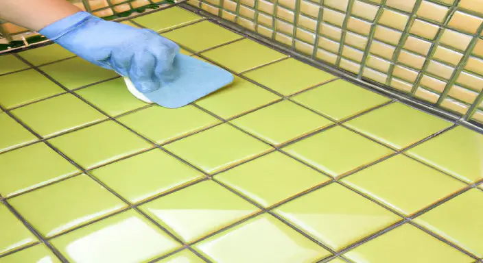 Mask off the tiles and clean them with a scrubber