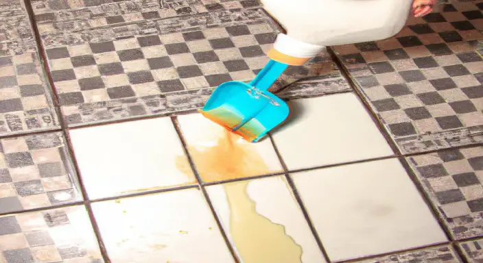 Mix bleach and water to clean the grout