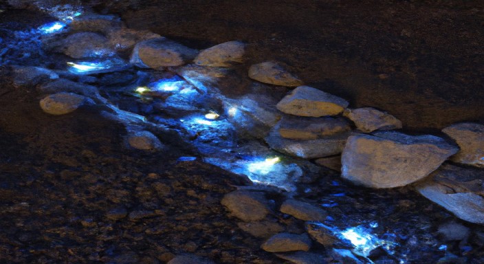 Light up the dry creek bed with LED lights