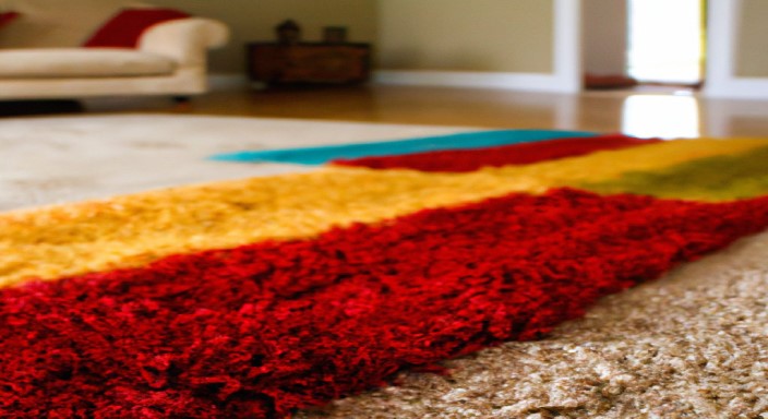 Install carpets with lots of hues of red, orange, yellow, green, and blue.