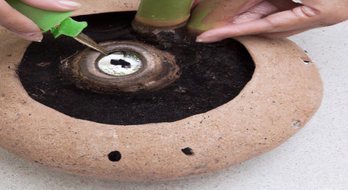 Make a hole in the bulb's center for the pot.