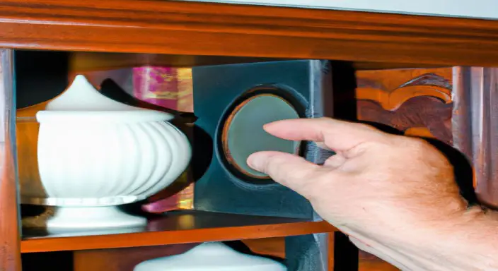 Identify the type of cabinet and paint.