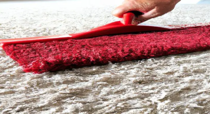 Sweep the area underneath the rug to remove any dust and dirt particles.