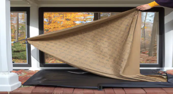 Install the covering material to Cover Screen Porch for Winter.