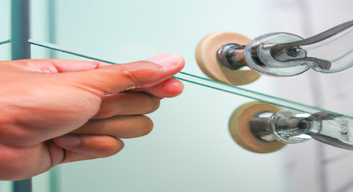 Adjust the bottom track of the glass shower door.