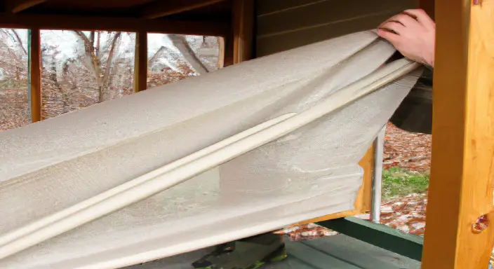 Secure the covering material to Cover Screen Porch for Winter.