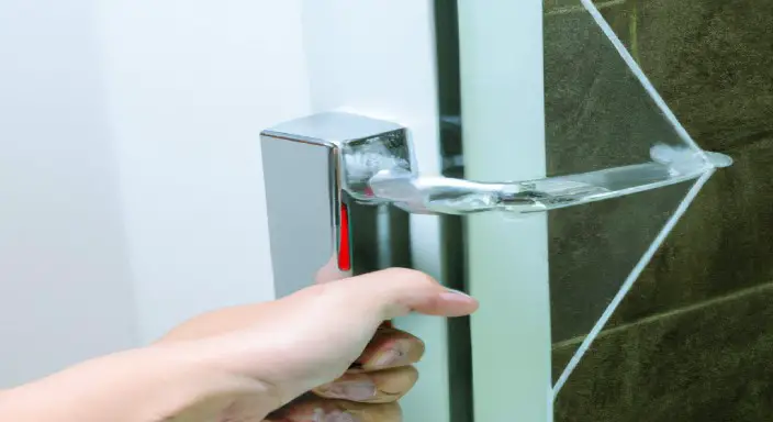 Tighten the shower door handle of the glass shower door