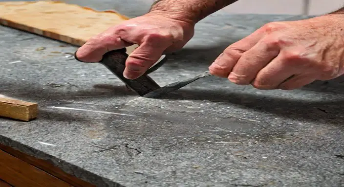 Remove the remaining pieces of quartz with a hammer and chisel 