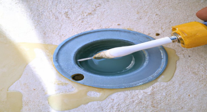 Cut through drain flange sealant with a hacksaw or rotary tool. (Determine if you will use silicone or epoxy)
