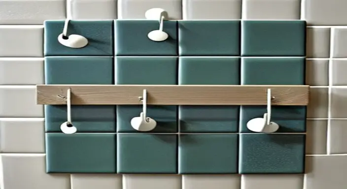 13. Hang the item on the tile with hooks or hangers