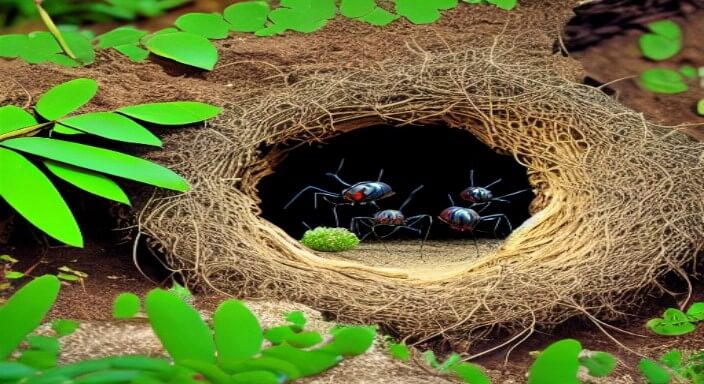 Locate the ant's nest and entrance points