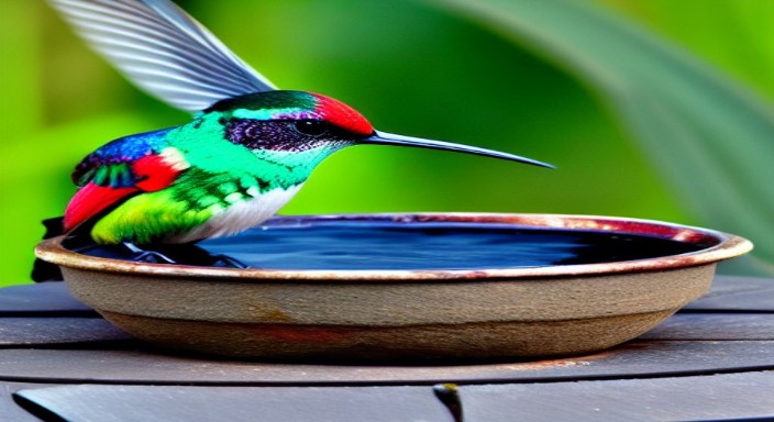 6. Place a bowl of water near the hummingbird