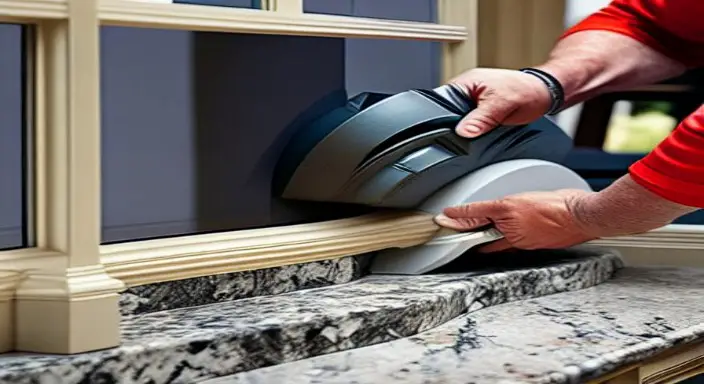 15. Place the granite countertop onto the corbels