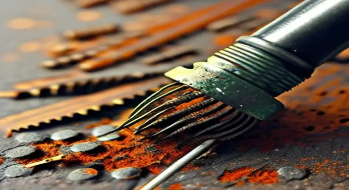 Scrape away rust with a wire brush. 