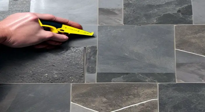 5. Cut the grout between slate tiles 