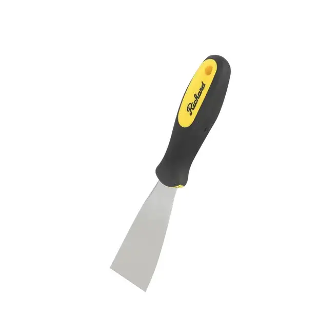 Use the pry bar or putty knife to disengage the interlocking edge gently.